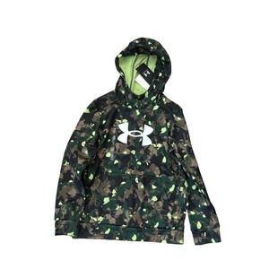 Under Armour Hoodie Camo Pullover Sweatshirt Logo Green Kids Size Large
